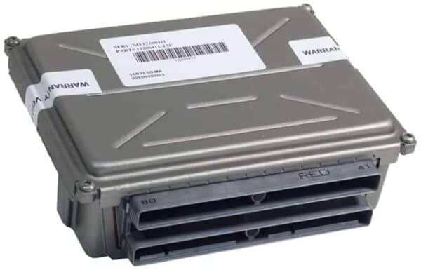 Front view of the 1999 Firebird PCM 09374997 with electrical connectors. This pre-programmed module resolves check engine lights & running issues.